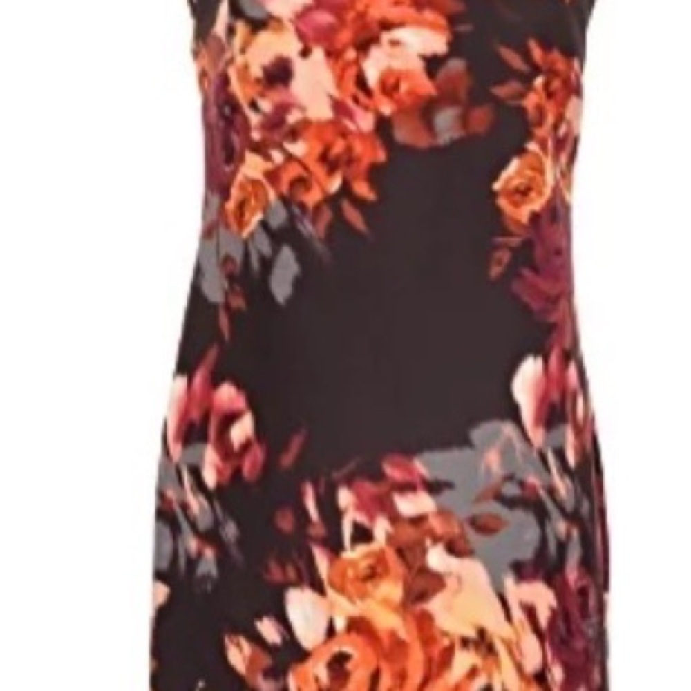 Cynthia Rowley Black Dress with Red-Orange Floral Print